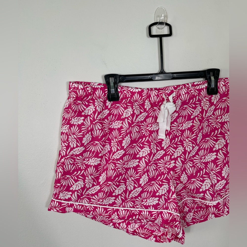 J. Crew Pink Fuchsia White Floral Elastic Waistband Shorts Cotton Summer XL - Picture 2 of 11